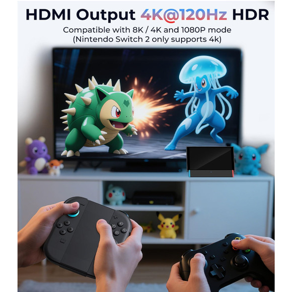 SIWIQU TV Dock 4K@120Hz HDMI Output Docking Station For Nintendo Switch 2 2025 - Picture 6 of 9